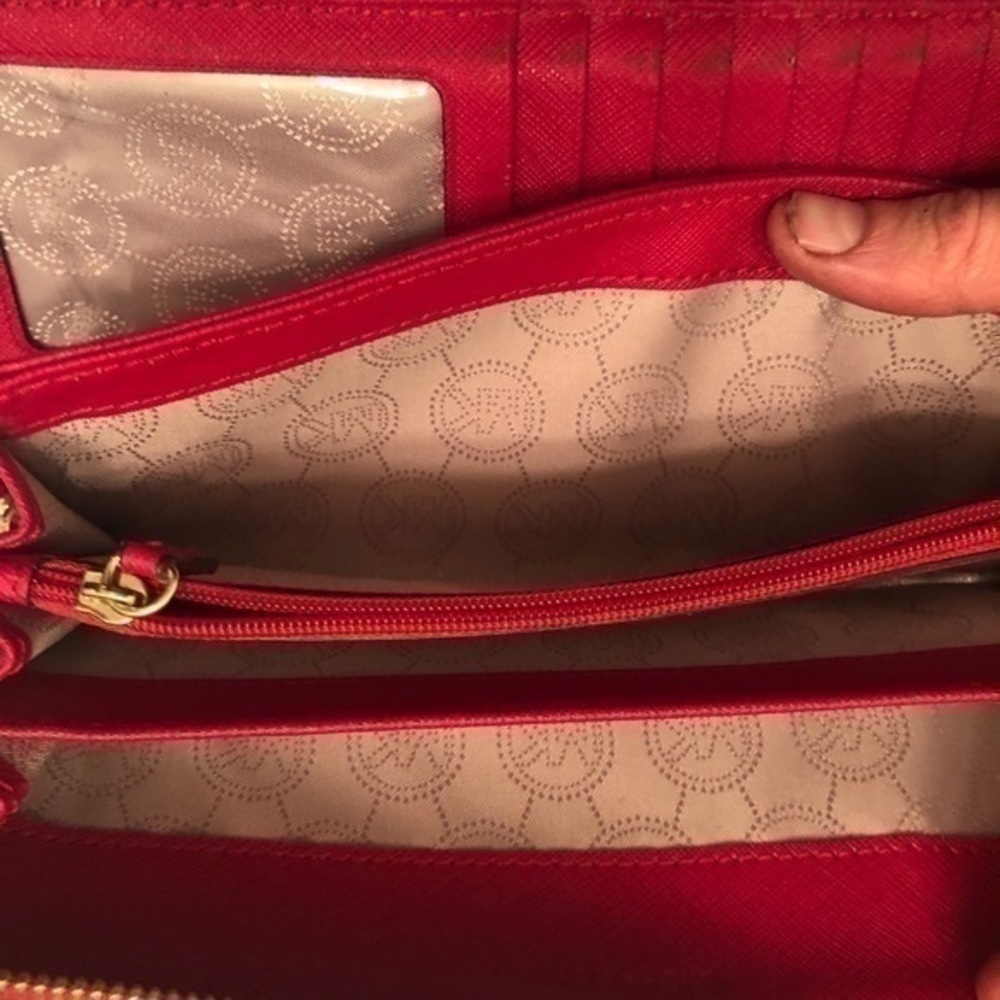 Michael kors red leather wristlet wallet clutch - Picture 9 of 12